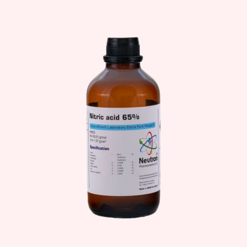 خرید اسید نیتریک ۶۵٪ گرید extra pure حجم یک لیتری شیشه ای