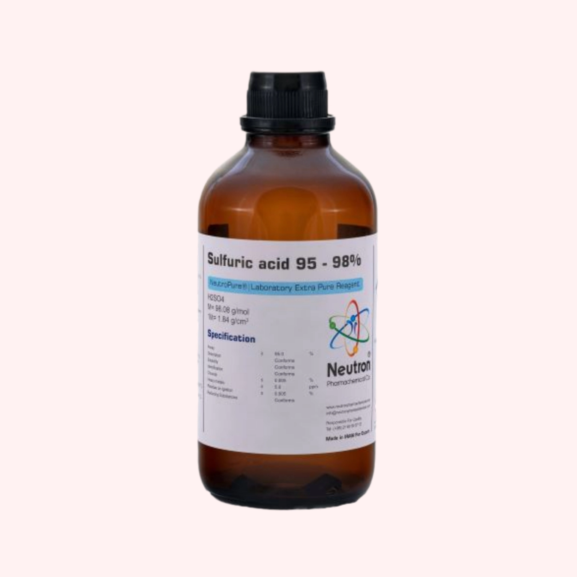 خرید اسید سولفوریک ۹۸٪ گرید Laboratory حجم یک لیتری شیشه ای/ پلاستیکی