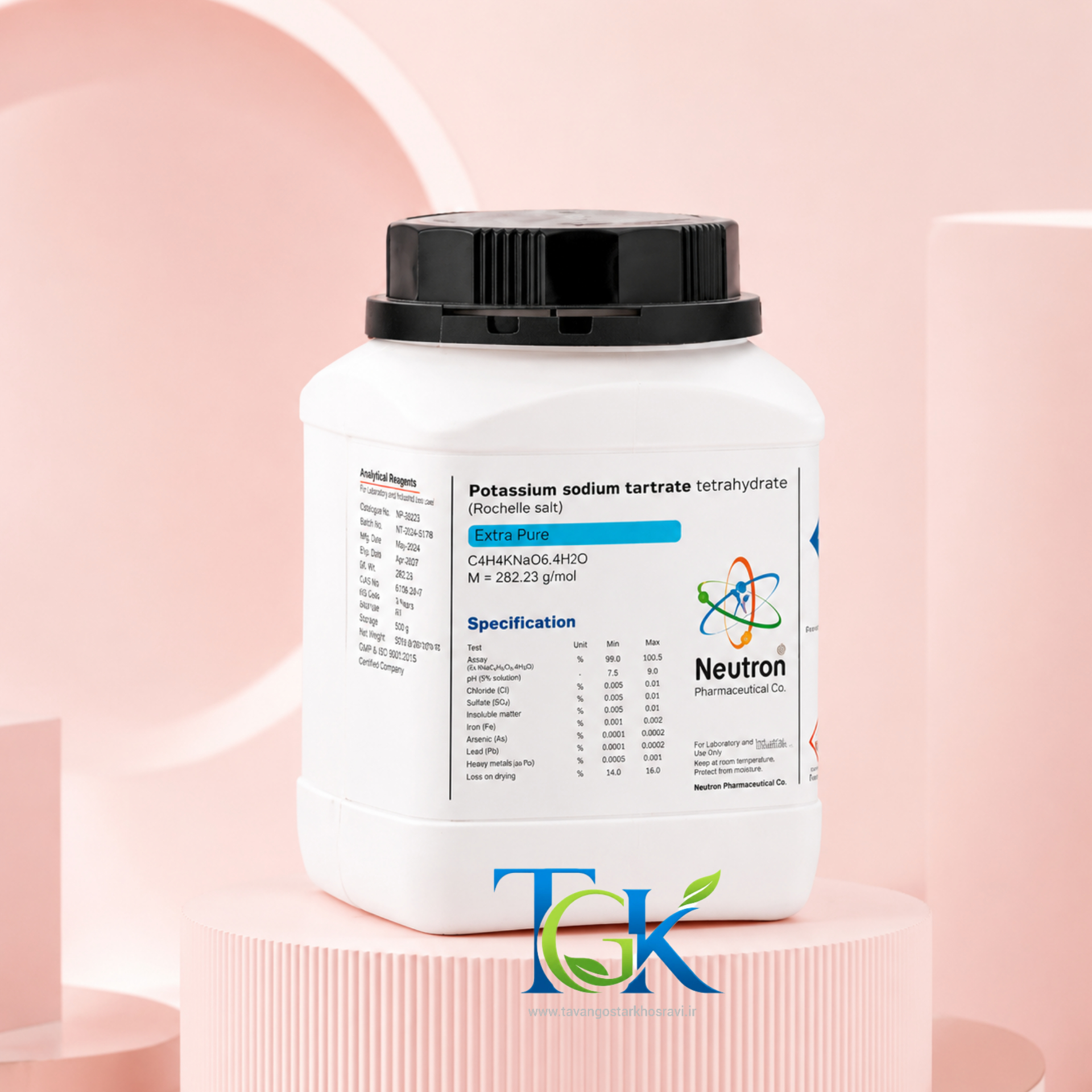 پتاسیم سدیم تارتارات گرید Extra pure برند نوترون وزن یک کیلوگرم