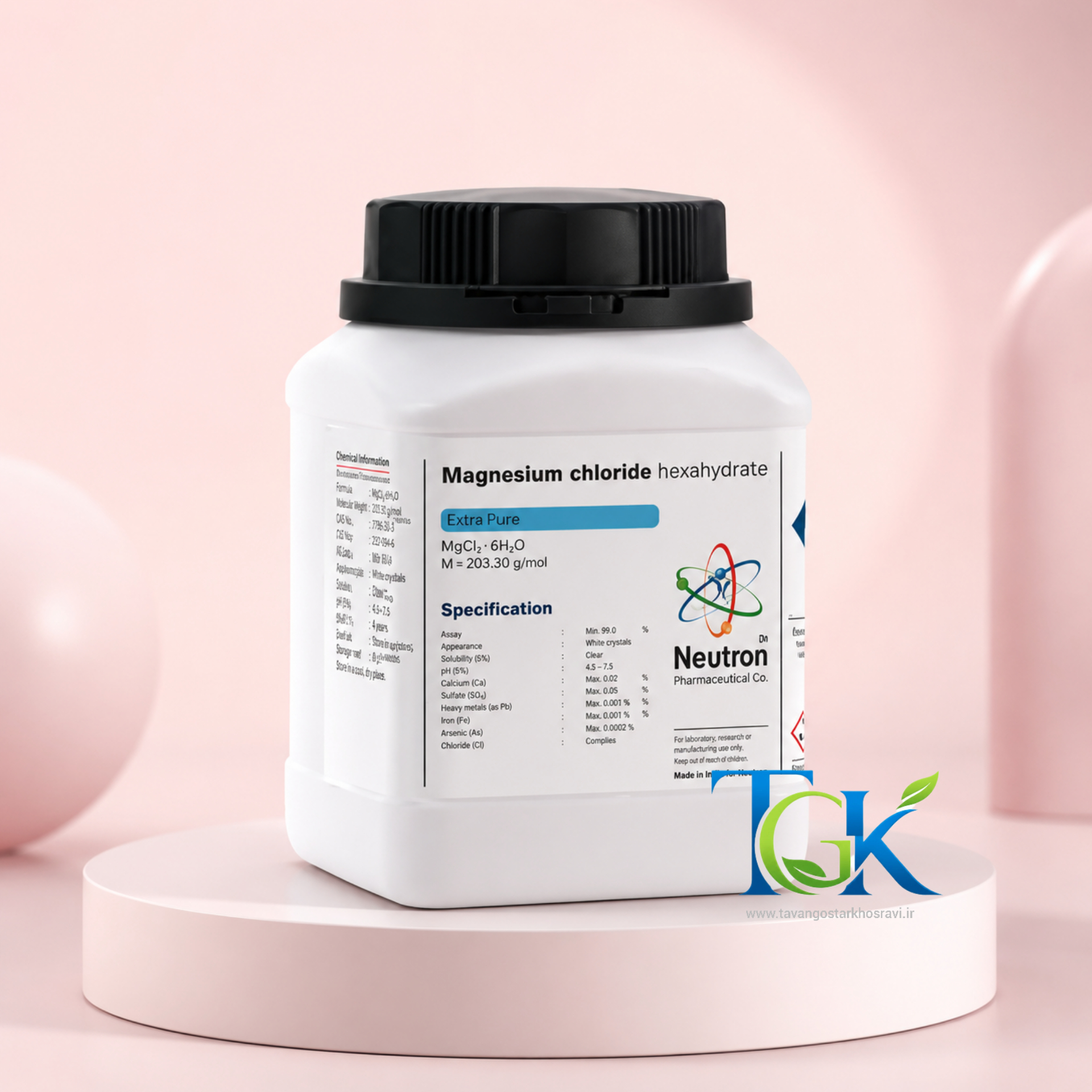 منیزیم کلراید ۶ آبه گرید Extra pure برند نوترون وزن یک کیلوگرم