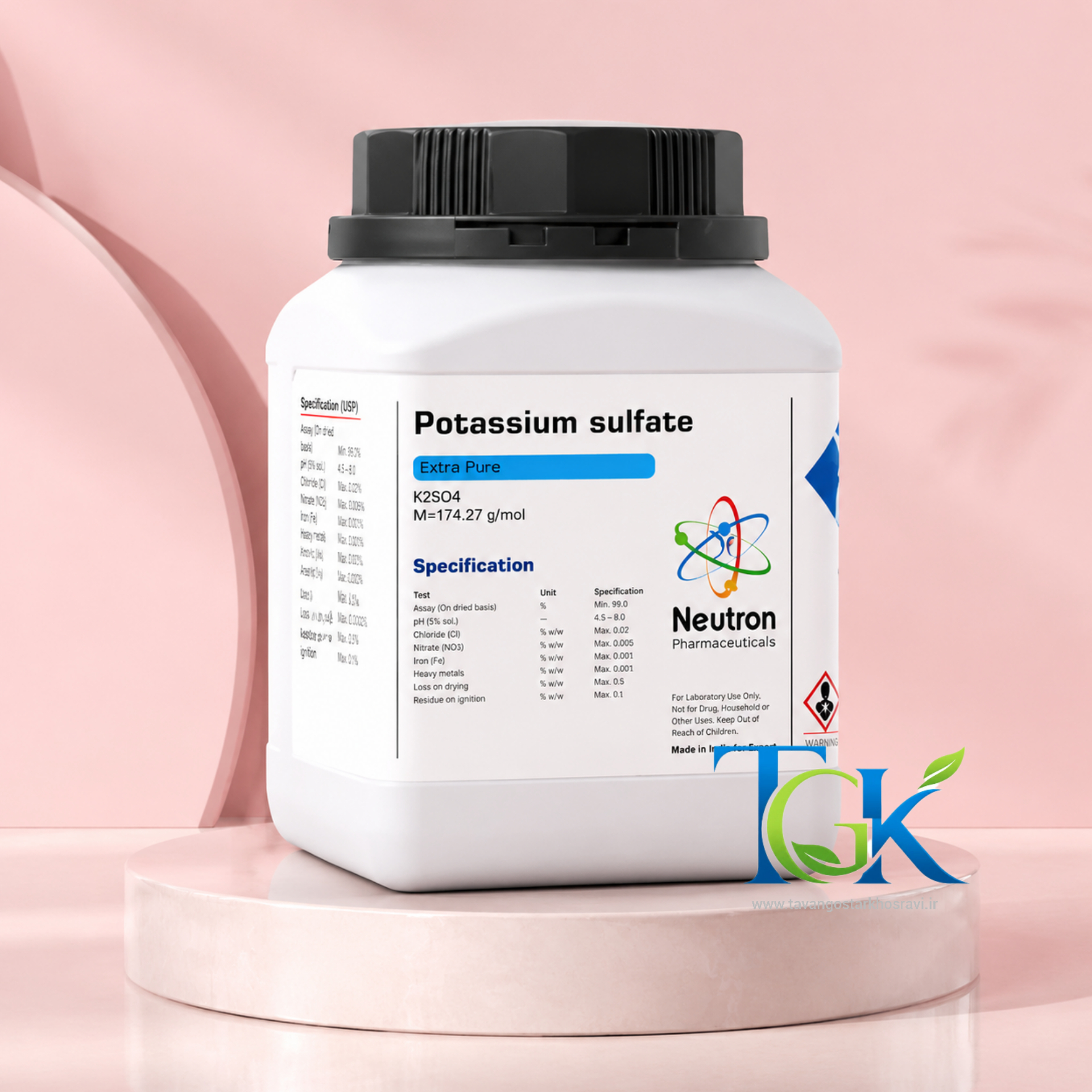 سولفات پتاسیم گرید Extra pure برند نوترون وزن یک کیلوگرم