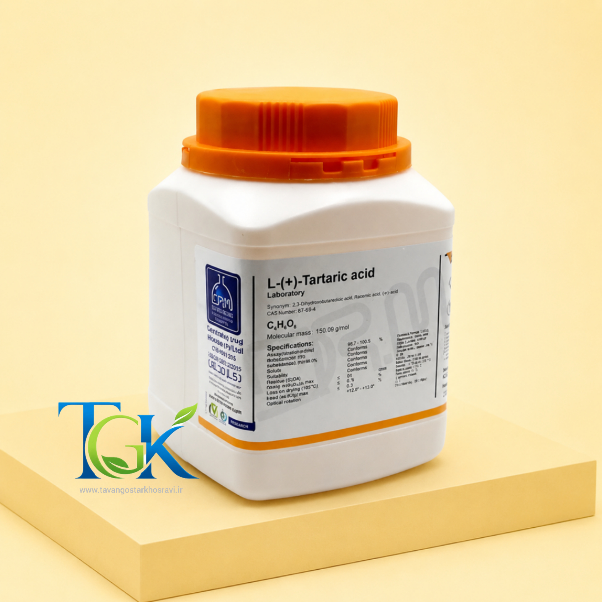 خرید اسید تارتاریک L گرید Laboratory دکتر مجللی وزن یک کیلوگرم